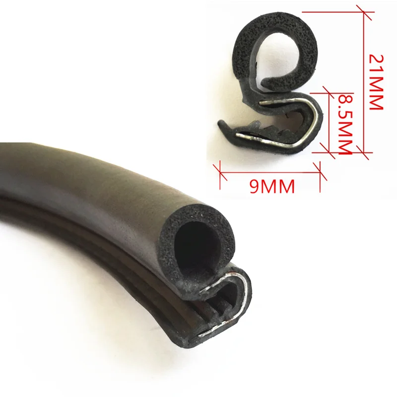 

1-8M RUBBER BLACK CAR EDGE TRIM SEAL Strip 160" Door Edge Protector Trim Lock Metal Inside Weatherstrip (06)