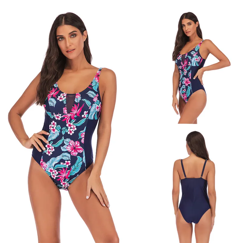 One Piece Swimsuit Plus Size Swimwear Women Push Up Bathing Suit Vintage Monokini Bodysuit Beach Wear High Cut Swim Suit