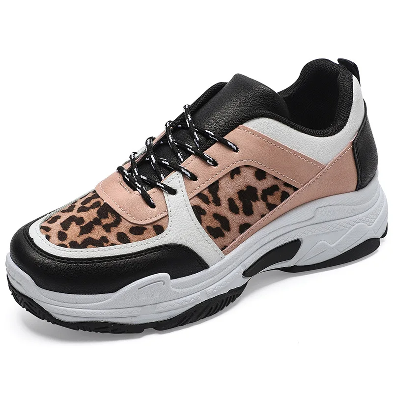 

Women Casual Shoes New 2019 Autumn Platform Shoes Women Sneakers Lace-Up Fashion Chunky Sneakers Leopard Breathable Women Shoes