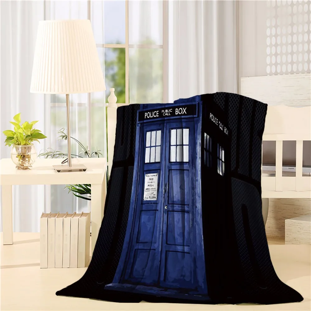 

Custom Doctor Who Tardis The Doctor Flannel Throw Blanket Lightweight Cozy Bed Sofa Blankets Super Soft Fabric
