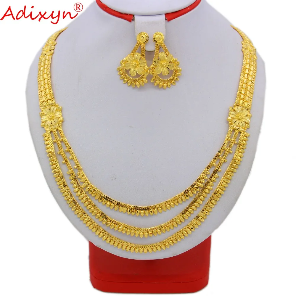 

Adixyn India Pliability Necklace/Earrings Jewelry Sets For Women Gold Color Ethiopian/African Engagement Gifts N091610
