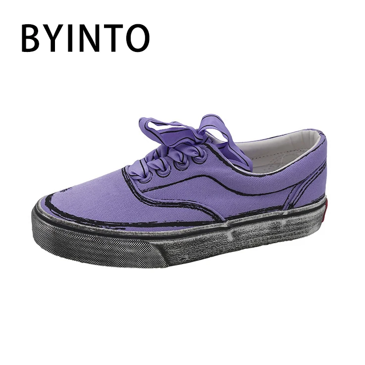 

2019 Popular Style Women Tennis Shoes Flat Female Purple Sneakers Gym Dirty Canvas Footwear Tenis Feminino Chaussure Femme Sport
