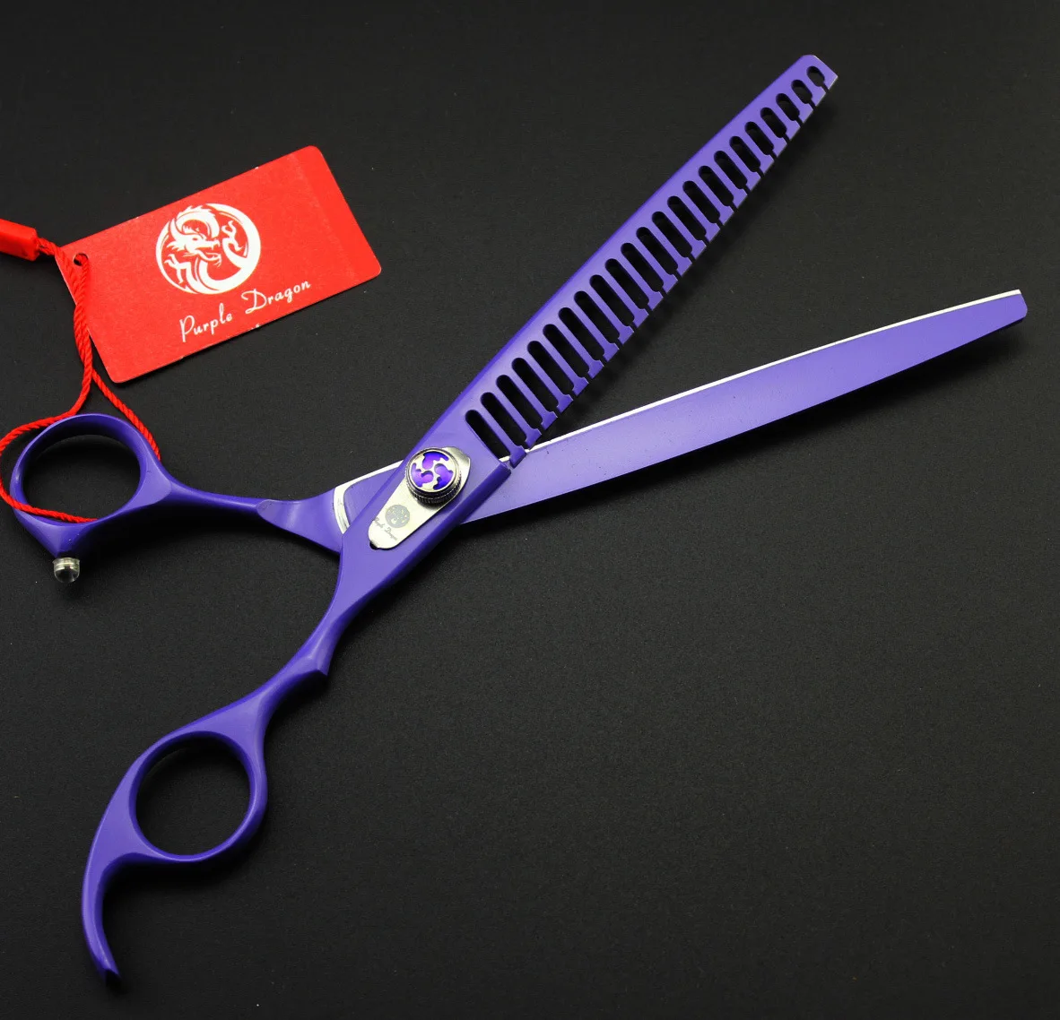 

8 Inch 22cm Purple Dragon 440C Red Gem Professional Dogs Cats Pets Hair