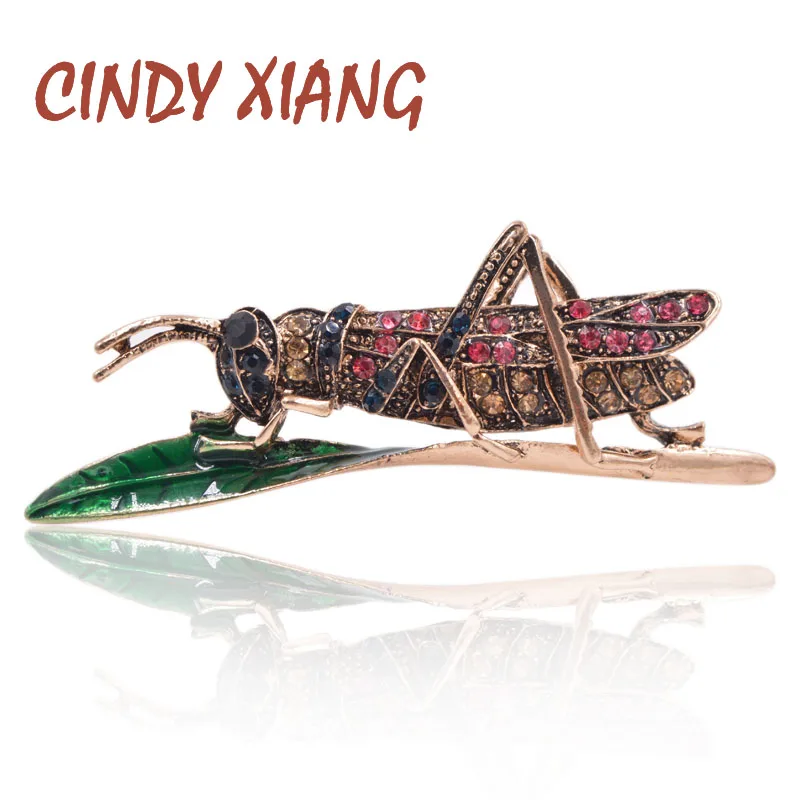 Винтажная женская брошь в виде кузнечика CINDY XIANG интересное украшение со стразами