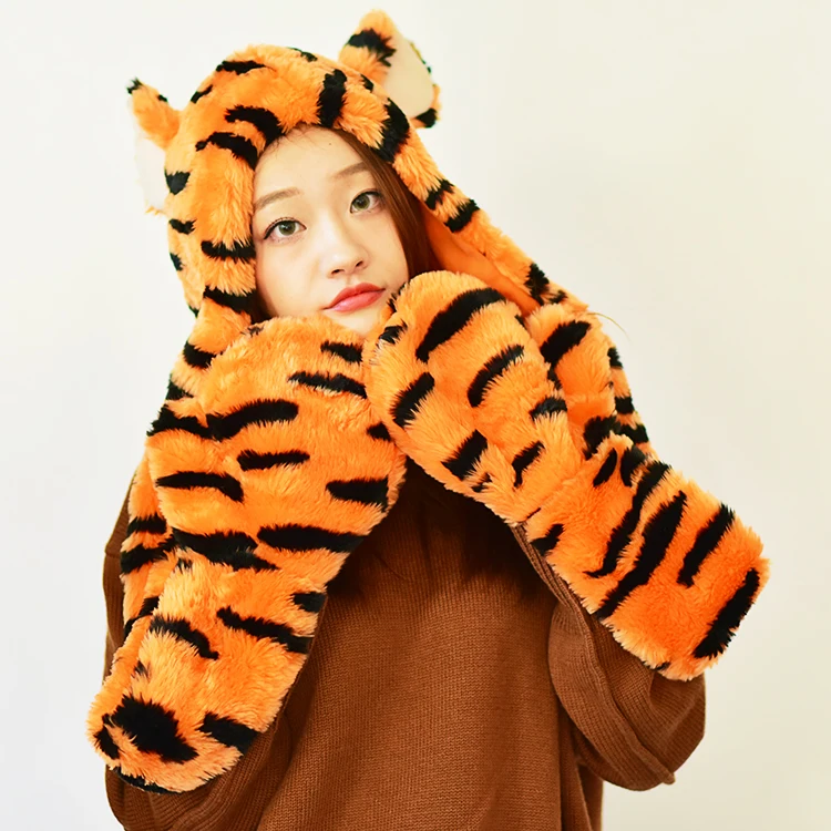 Американский тигра плюшевый тигр Hat Кепки игрушки куклы Хэллоуин подарки, Иа пятачка друг тигра плюшевые шарф, Golves