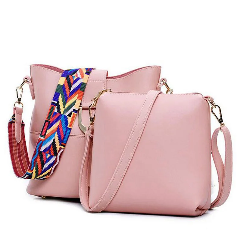 2017 Woman Bag Top Leather Handbag Fashion Ladies Composite Bag 6Color Popular Ribbon Women Shoulder Bag