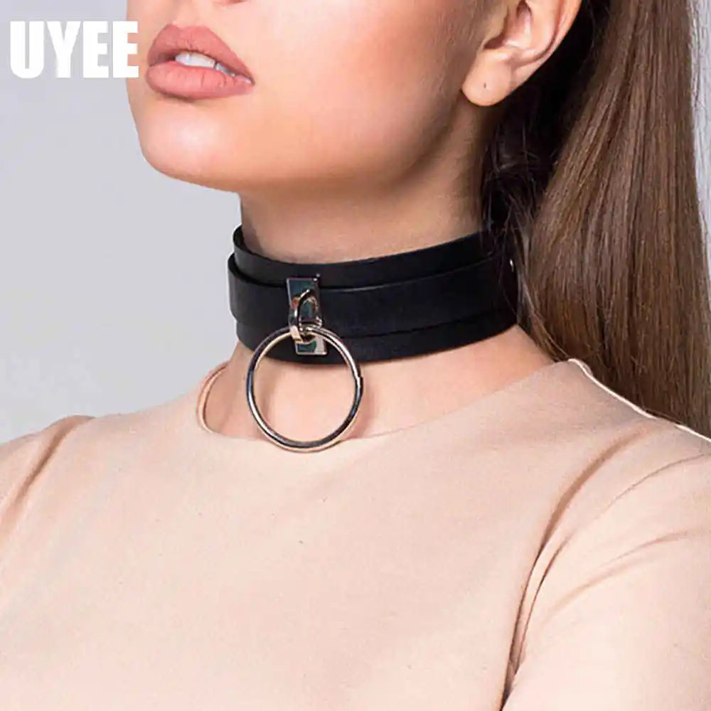 UYEE New PU Leather Collar Wide Neck Strap Adjustable Belt SM Bondage