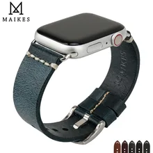 MAIKES New Design Leather Watch Strap For Apple Watch Band 42mm 38mm / 44mm 40mm Series 4 3 2 1 Blue iWatch Bracelet Watchband