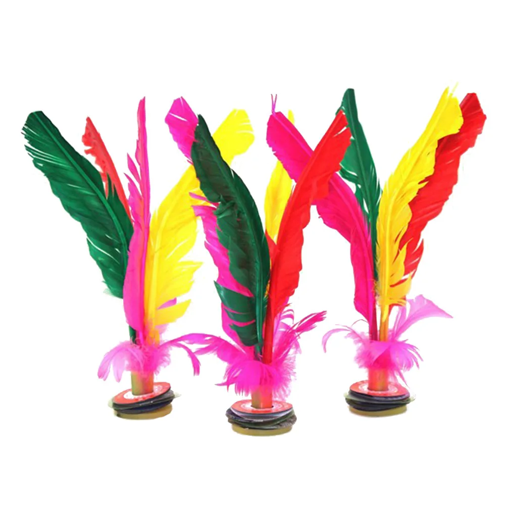 10pcs Colorful Feather Kick Shuttlecock Jianzi Goose Feather Rubber Foot Kicking Shuttlecock for Sports Fitness(Random Colors