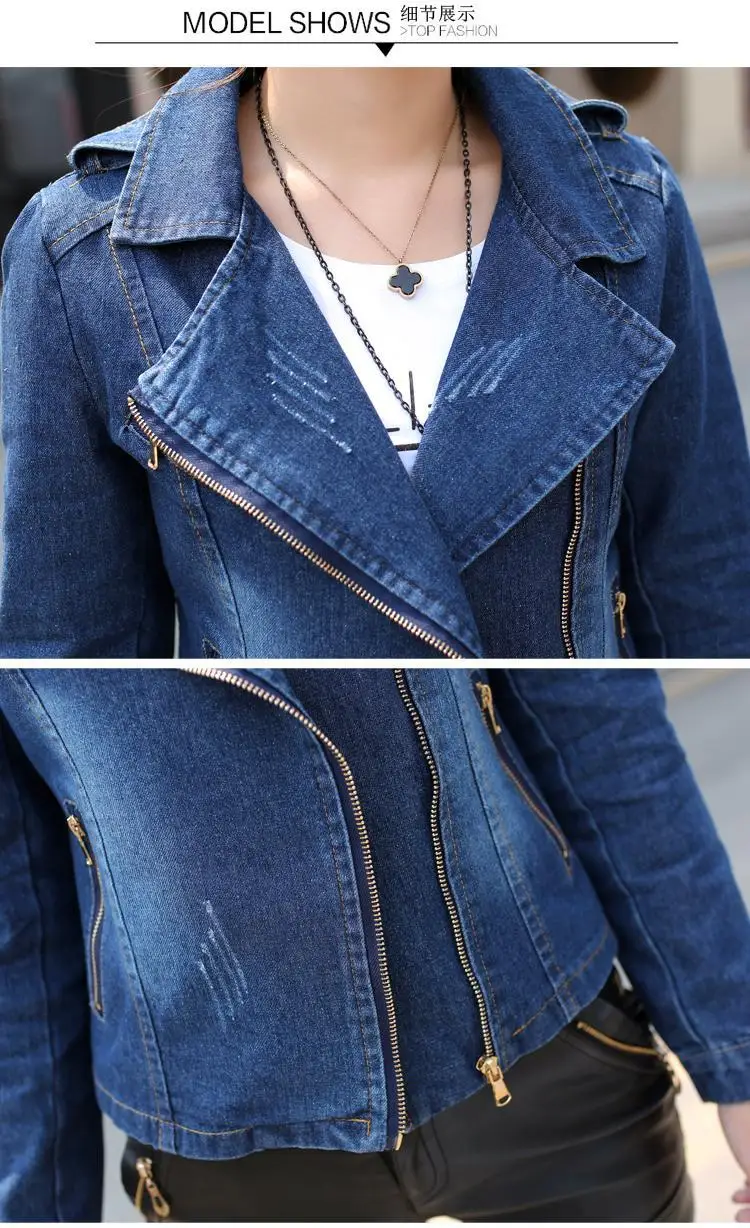 Женские винтажные короткие джинсовые куртки для женщин, синий джинсовый Блейзер, приталенный пиджак на молнии, украшение на каждый день, уличная одежда, пальто