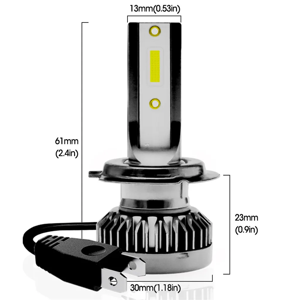 2 шт. H7 COB светодиодный комплект автомобильных фар дальнего/ближнего света аксессуары для ламп Refit белый 6000K 40 Вт 8000лм 19Mar27