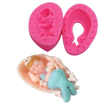 

Angel Mermaid Shell Cake Silicone Glove Handmade Candle Craft Mold Cake Dessert Decoration Tools DIY Bakery Tools 2017 New Produ