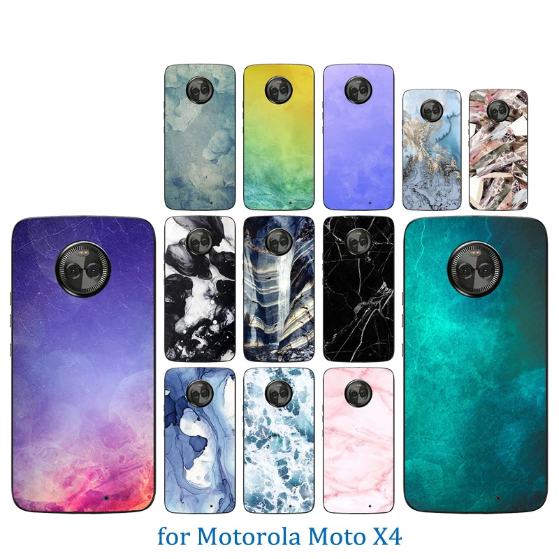 Чехол для Motorola Moto X4 из мягкого ТПУ XT1900 задняя крышка с цветным каменным узором