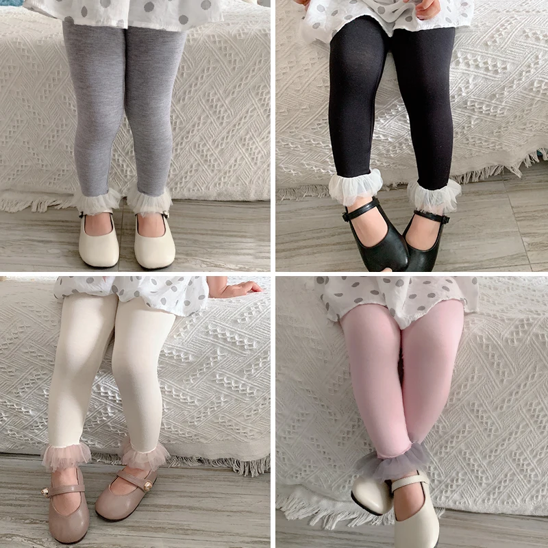 

2019 Summer New Baby Girls Joker Soft Comfortable Breathable Net Yarn Splicing Leggings Children Slim Pants