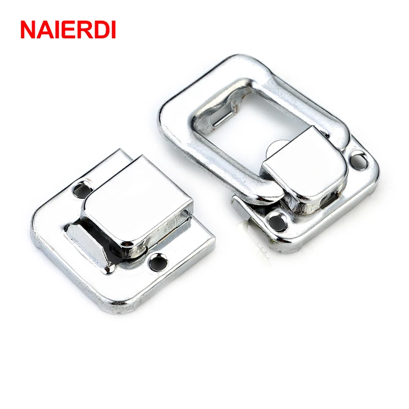 

2PCS NAIERDI J401 Box Hasp Cabinet Fastener Lock With Key Spring Latch Catch Toggle Iron Lock For Drawer Door Furniture Hardware
