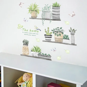 

Garden Plant Bonsai Flowers Butterfly Wall Stickers For Home Decor Living Room Kitchen PVC Wall Deca