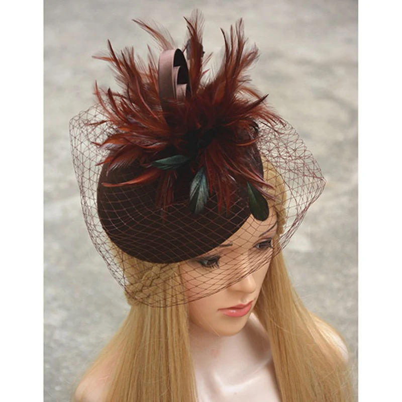 

NEW Veil Women Fascinator Pillbox Felt Wool Cocktail Race Hat Wedding Cocktail Party Formal Dress Hats T167