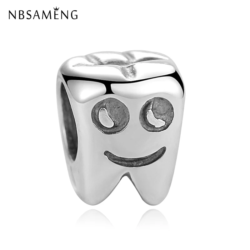 

Authentic 100% 925 Sterling Silver Beads Charm Cartoon Tooth Charms Smiling Teeth Design Fit Pandora Bracelets Women DIY Jewelry