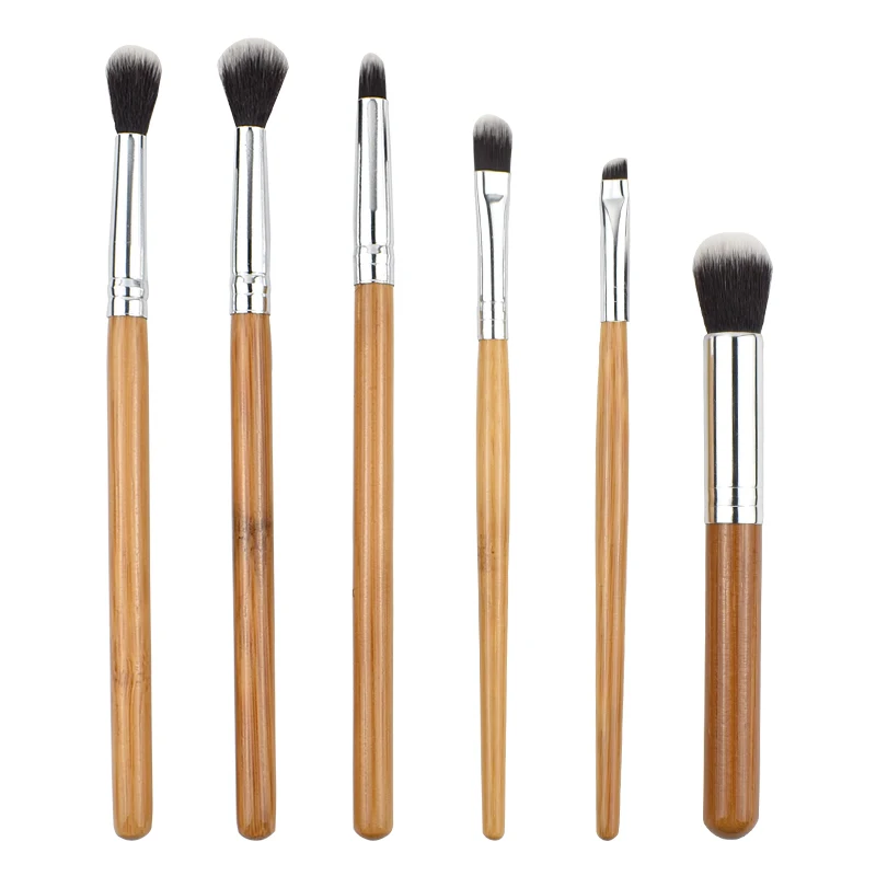 

6 Pcs Bamboo Handle Eye Makeup Brushes Professional Flat Angled Brush Cosmetics Make Up Brushes Set Eyeshadow Eye Brushes