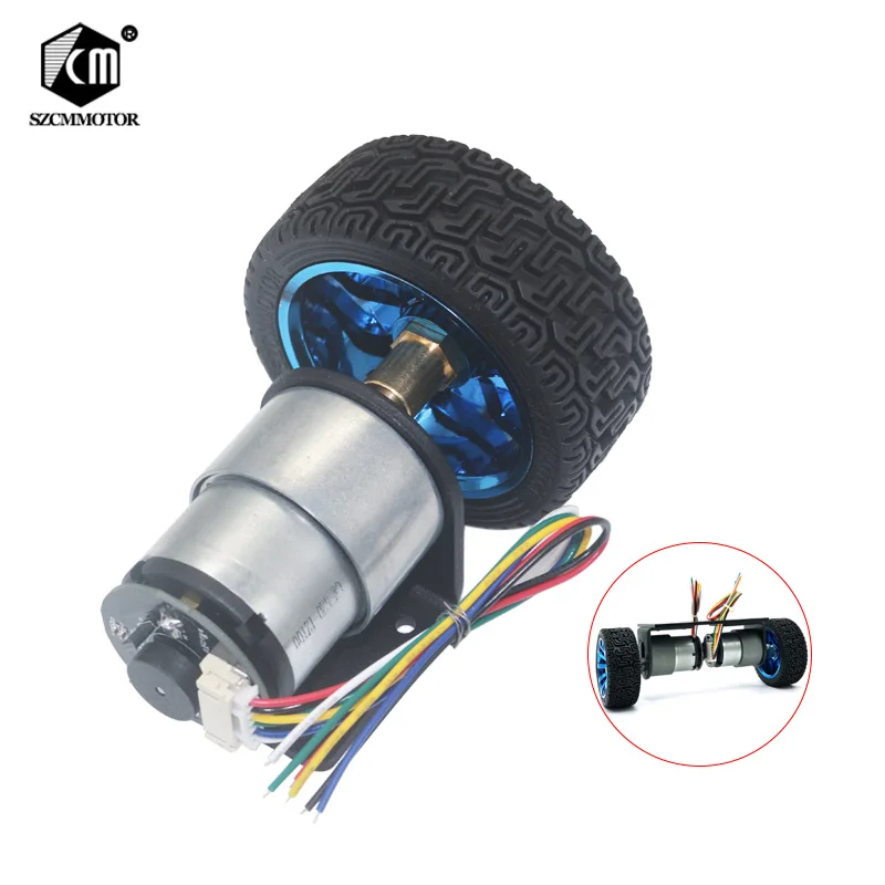 

37mm Diameter Geared Motors 12V 24V DC Gear Motor With Encoder and Wheel Kit For DIY JGB37-520 Gearmotor