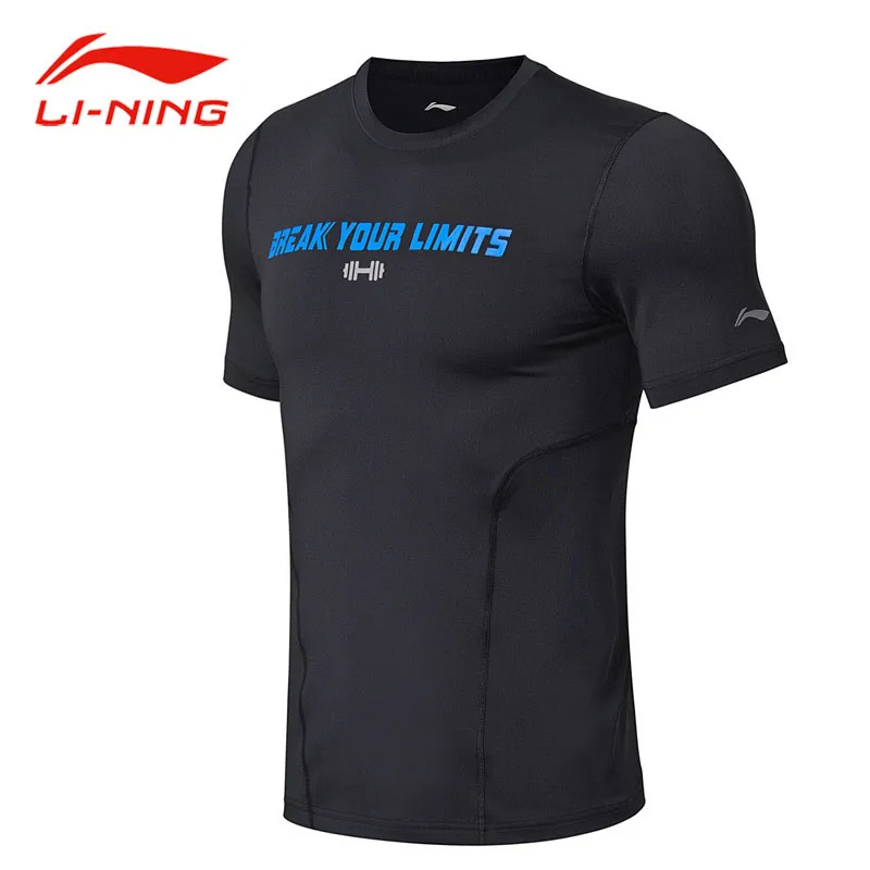 

Li-Ning Men Summer Short Sleeves Training T-Shirts Break Your Limit Breathable Slim Fit Tops LI NING Running Sports Tee ATSN077