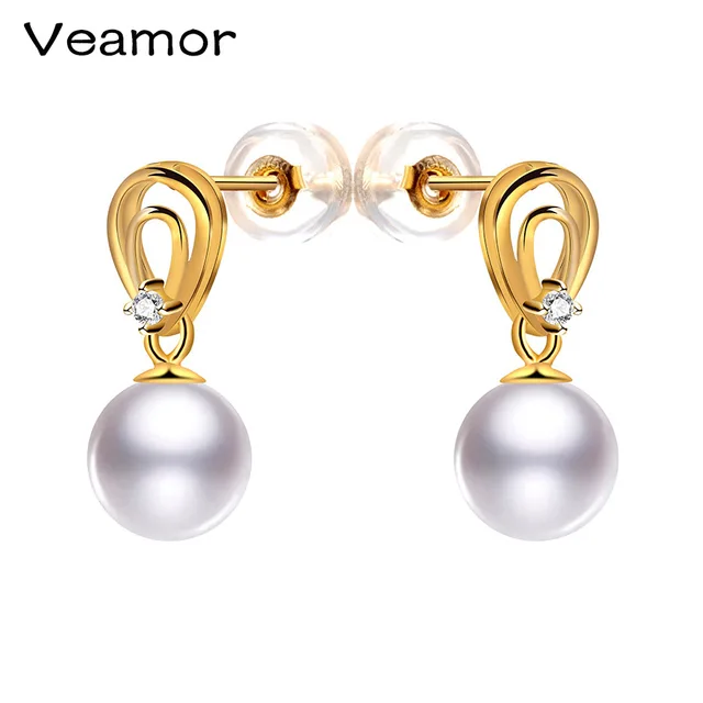 Veamor 18k Pearl Earrings Freshwater Pure Yellow Gold Veamor 18k Pearl Earrings Freshwater Pure Yellow Gold White Pink
