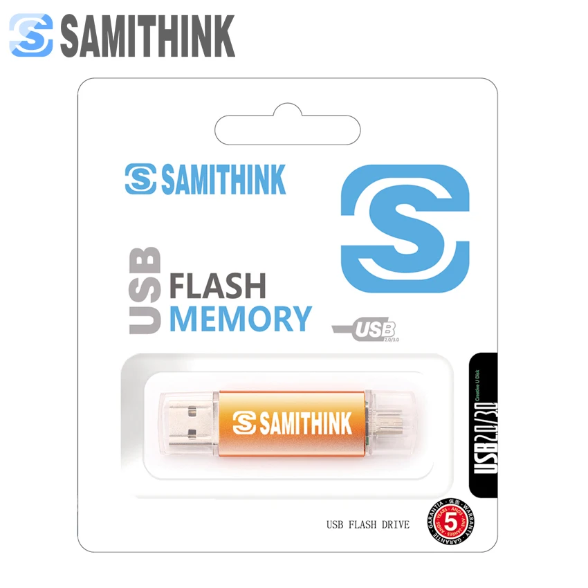 SAMITHINK OTG USB флэш-накопитель высокоскоростной USB 2,0 портативный флэш-накопитель для всех Android Мобильный USB флэш-диск 64 ГБ 32 ГБ 16 ГБ 8 ГБ 4 ГБ - Цвет: Золотой