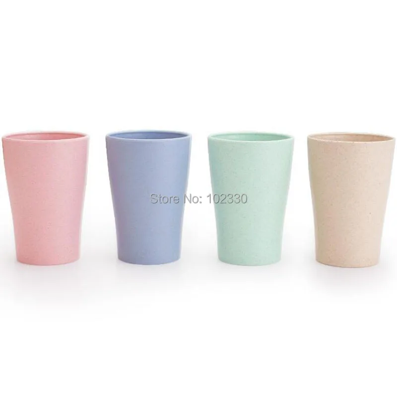 20 Sets 4pcs Set Toothbrush Cup Bathroom Tumblers Wheat Straw Cup Bathroom Tumblers Sets Wheat Straw