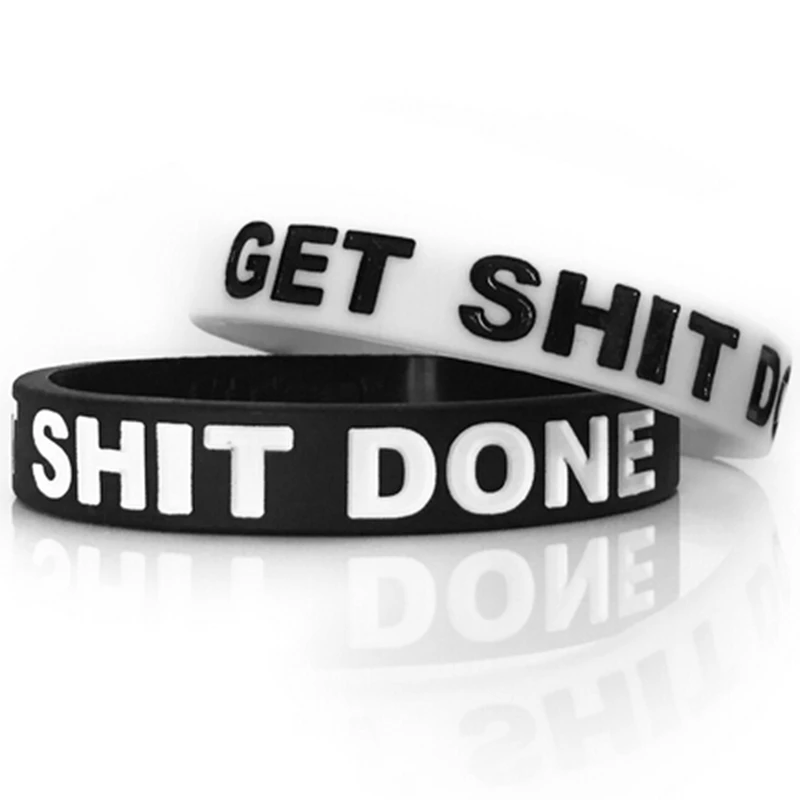 

Silicone Rubber Wristbands Bracelet Inspirational Crossfit Sport Fitness Outdoor "GET SHIT DONE"
