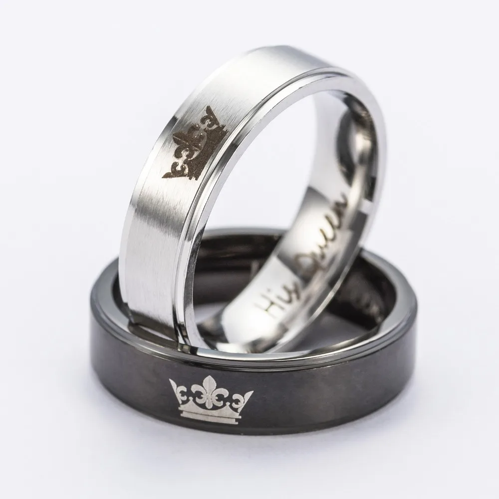 Engagement Wedding Promise Jewelry Ring 2018 Fashion Crown Her king and His Queen Couples Stainless Steel Lover | Украшения и