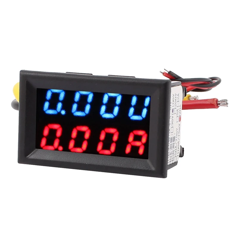 DC 0 100V 20A Blue Red LED 4.8cm Digital Panel Voltmeter Ammeter