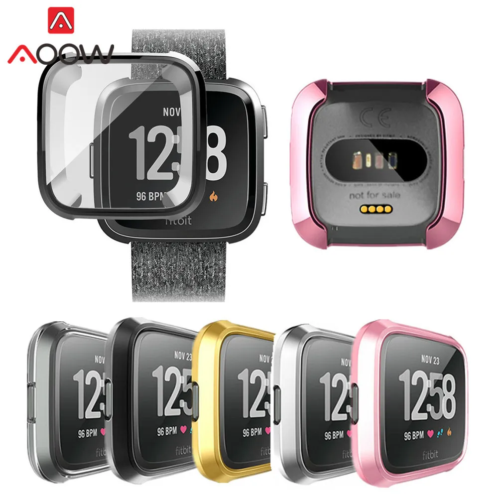 

Ultra-thin Plating TPU Protective Case Guard for Fitbit Versa Watch Full Protection Soft Silicone Cover Shell Screen Protector