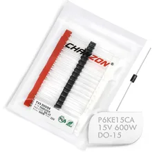 50 шт.) диоды для подавления переходных скачков напряжения P6KE15CA 600 W 15 V DO-15(DO-204AC) осевой кулер двунаправленный канал 600 ватт 15 вольт