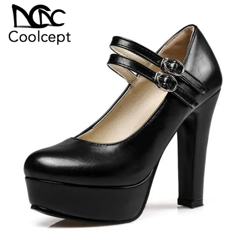 

Coolcept Size 32-43 New Women High Heels Shoes Shine Buckle Pumps High Platform Spring Woman Shoes Party Wedding Ladies Footwear