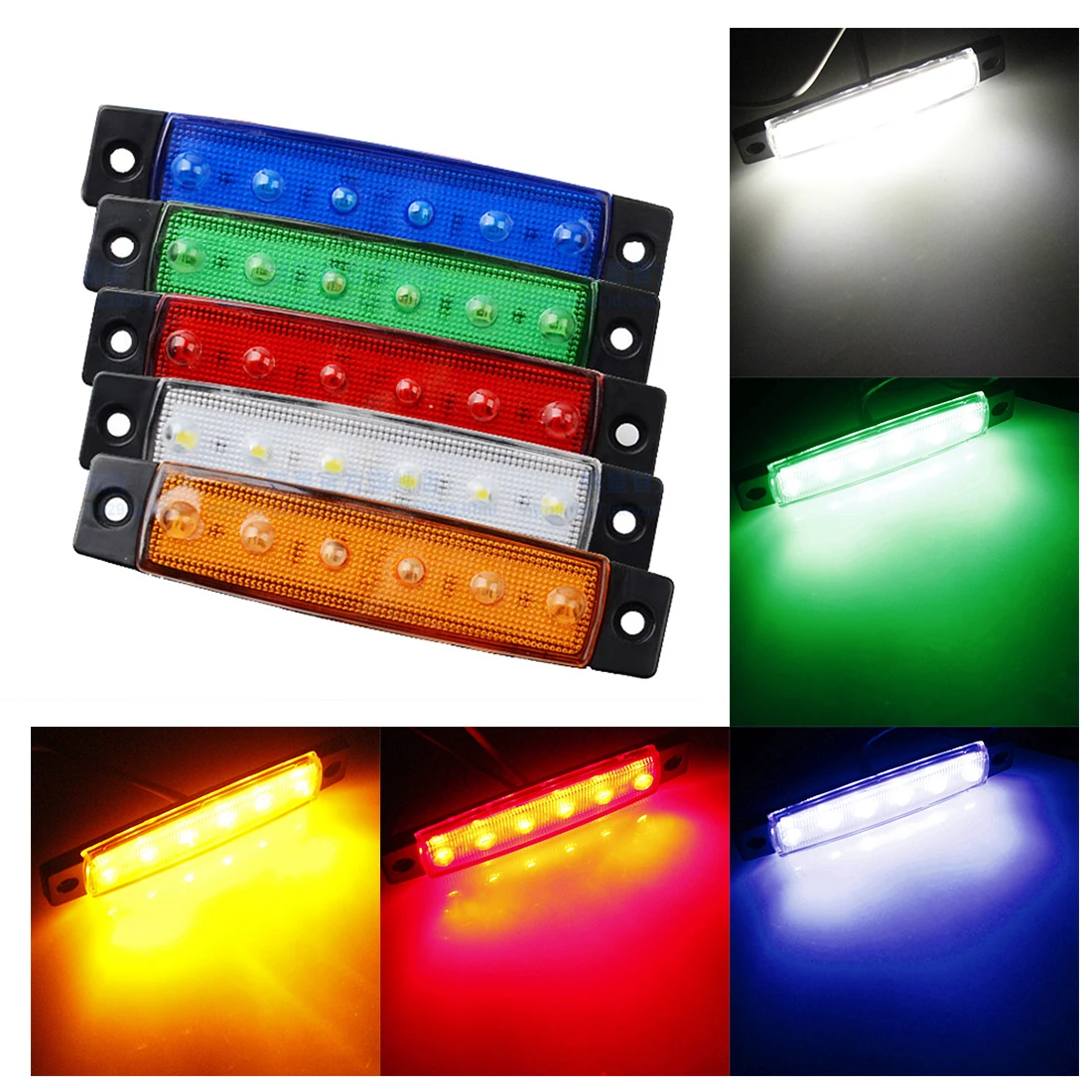

10pcs LED Red White Green Blue Yellow Amber Clearence Truck Bus Trailer Side Marker Indicators Light Lamp 12V 24V