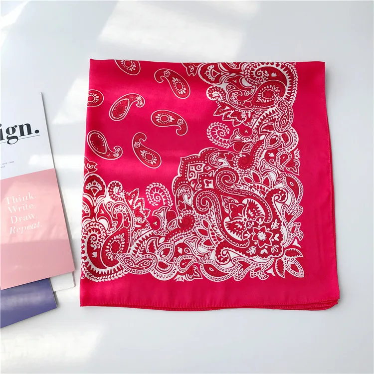 

Red Silk Scarf Women Girl Bandana Cashew Nuts Riding Hiphop Neck Head Scarves Headband Hairband Bag Wrist Scarf 70*70
