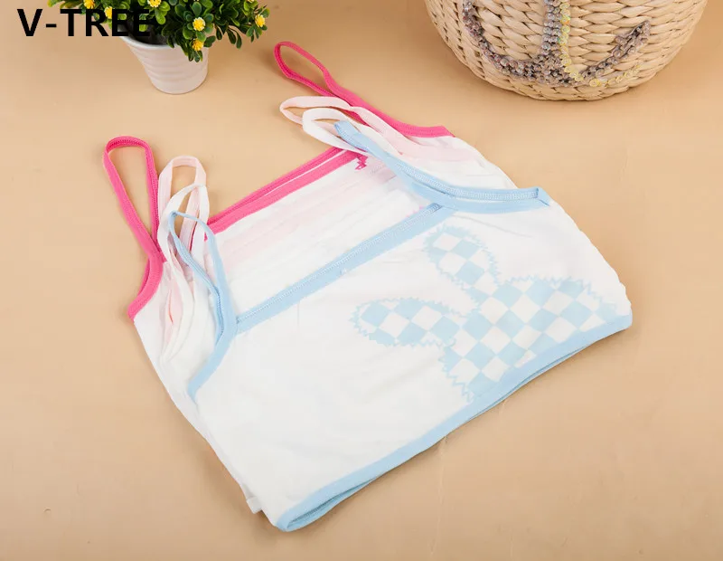V TREE Girls Student Bras Girl Vest Cotton Developmental Sling Children Summer Rabit Underwears Teenage Kid Wrapped Training Bra