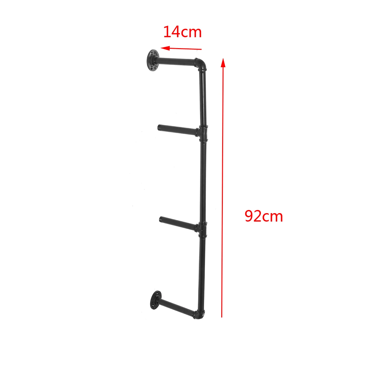 2 шт Черная 4 ярусная полка промышленная мебель настенное крепление для полок подвесные полки для хранения железная труба черная DIY полки для труб - Цвет: 14cm