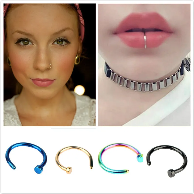 

New Fashion Medical Titanium Punk Clip On Fake Piercing Body Nose Lip Rings Unisex Nose Ring Women Septum Piercing Clip