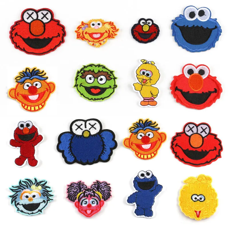 

15pcs Sesame Street Cartoon ELMO Patches for Clothing Patch Iron On Patches T-shirt Hat Applique Garment Parches