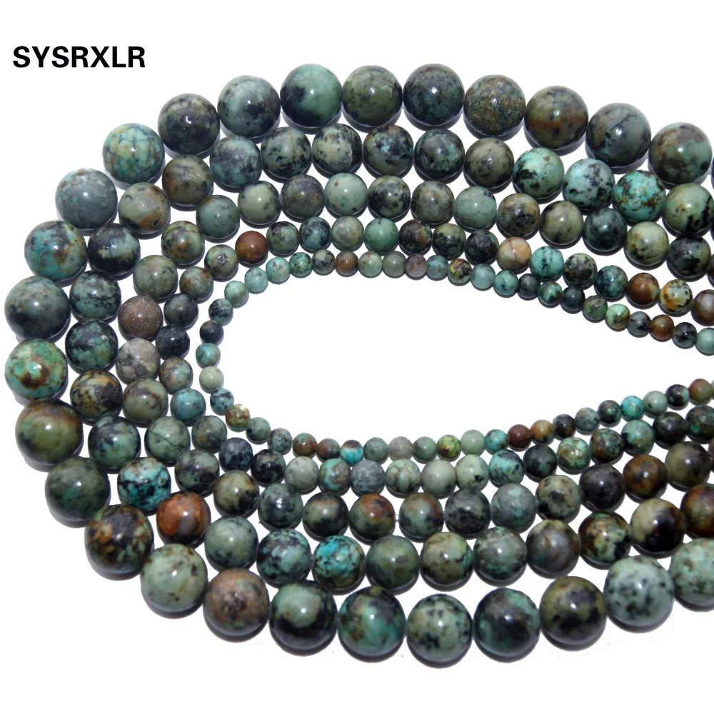 

Wholesale Natural Stone African Turquoises Round Loose Beads For Jewelry Making DIY Bracelet Necklace 4 6 8 10 12 MM Strand 15''