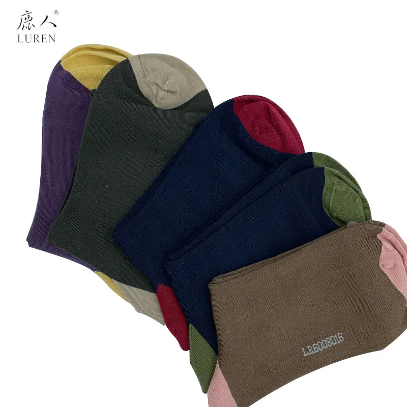 

LUREN Women 5 Pairs/ Lots Warm Knee-High Socks for Spring and Autumn Multicolor Simple Fashion Design Mulberry Silk Basic Socks