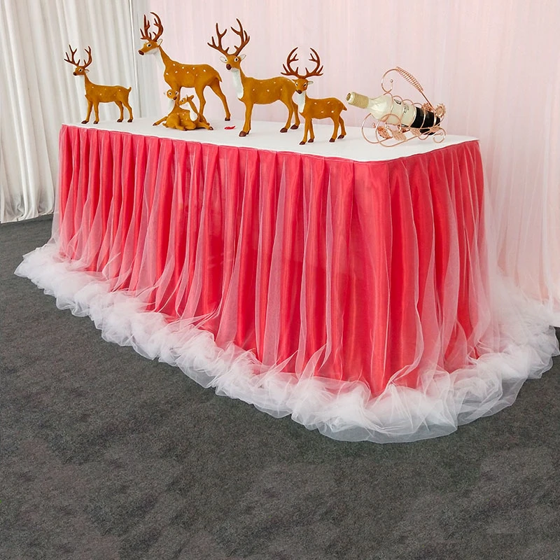 Chiffon Organza Wedding Table Skirt For Table Cloth Party Wedding Birthday Party Baby Shower Banquet Decoration Skirting table skirt