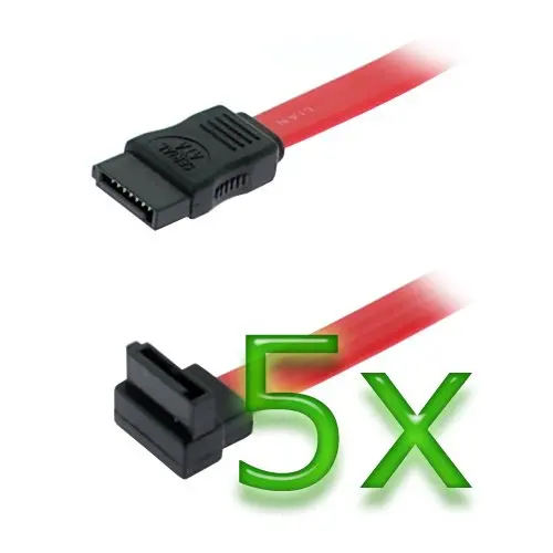 Горячие 5x красный 18 дюймов L-Форма Sata2 штекерным Sata2 Мужской кабель для Sata/Sata2 жесткий диск дисковод CD-ROM/CDRW/DVD