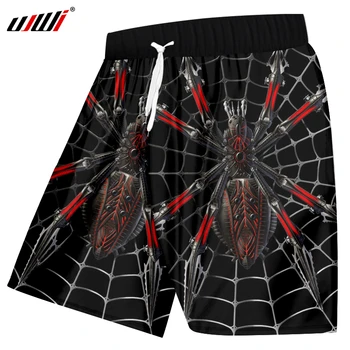 

UJWI Spider 3D Printed Men Shorts Plus Size 5XL Breathable Beach Brand Clothing Loose Homme Shorts Quick Qry Polyester Trousers
