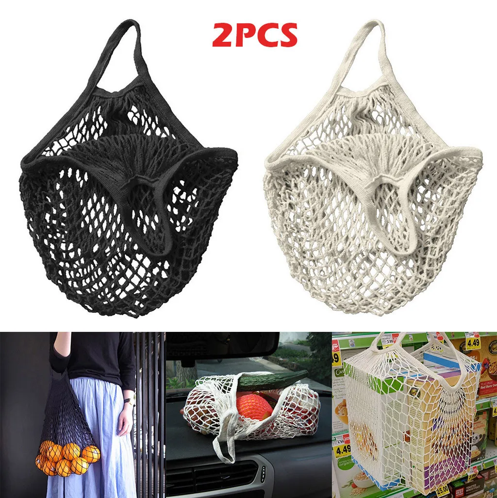 

2PCS Mesh Net Turtle Bag String Shopping Bag Reusable Fruit Storage Handbag Tote Exquisite And Practical Furniture
