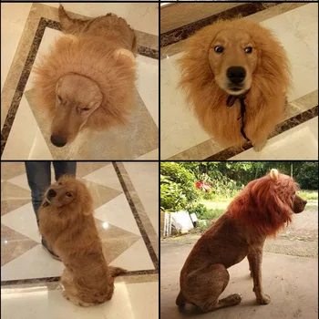

2019 new Hair Ornaments Pet dog Costume Halloween Clothes Fancy Dress Up Lion Mane Wig for Large Dogs supplies