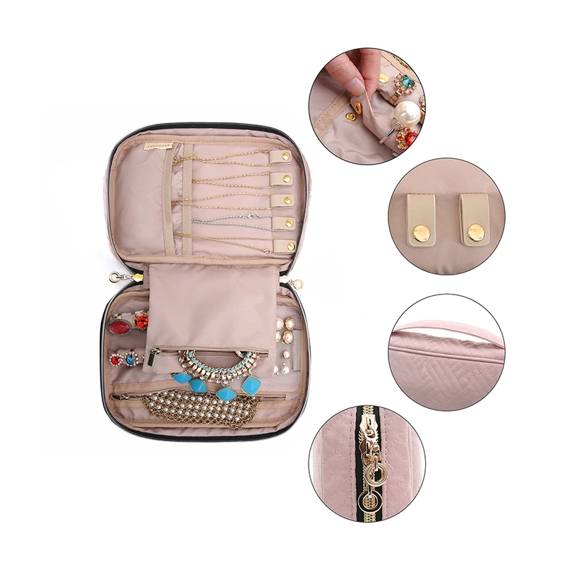BAGSMART Women Travel Jewelry Organizer Case Female Cosmetics Bags Jewelry Pouch Bag for Necklace Bracelet Earring Ring Watch