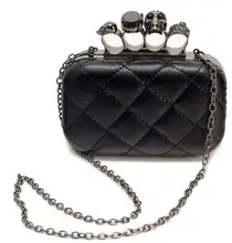 Mode Frauen Abendtaschen 2016 Heißer Verkauf Weibliche Pu Leder ketten Partei Erfasst Neue Damen Ring Schädel Feste Umhängetasche F009
