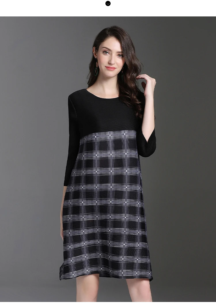 T Trimestre cou Patchwork Plis O Vente Chaude Plaid shirt Lâche kaki Noir Livraison rouge De Trois Gratuite Long EqBnzP